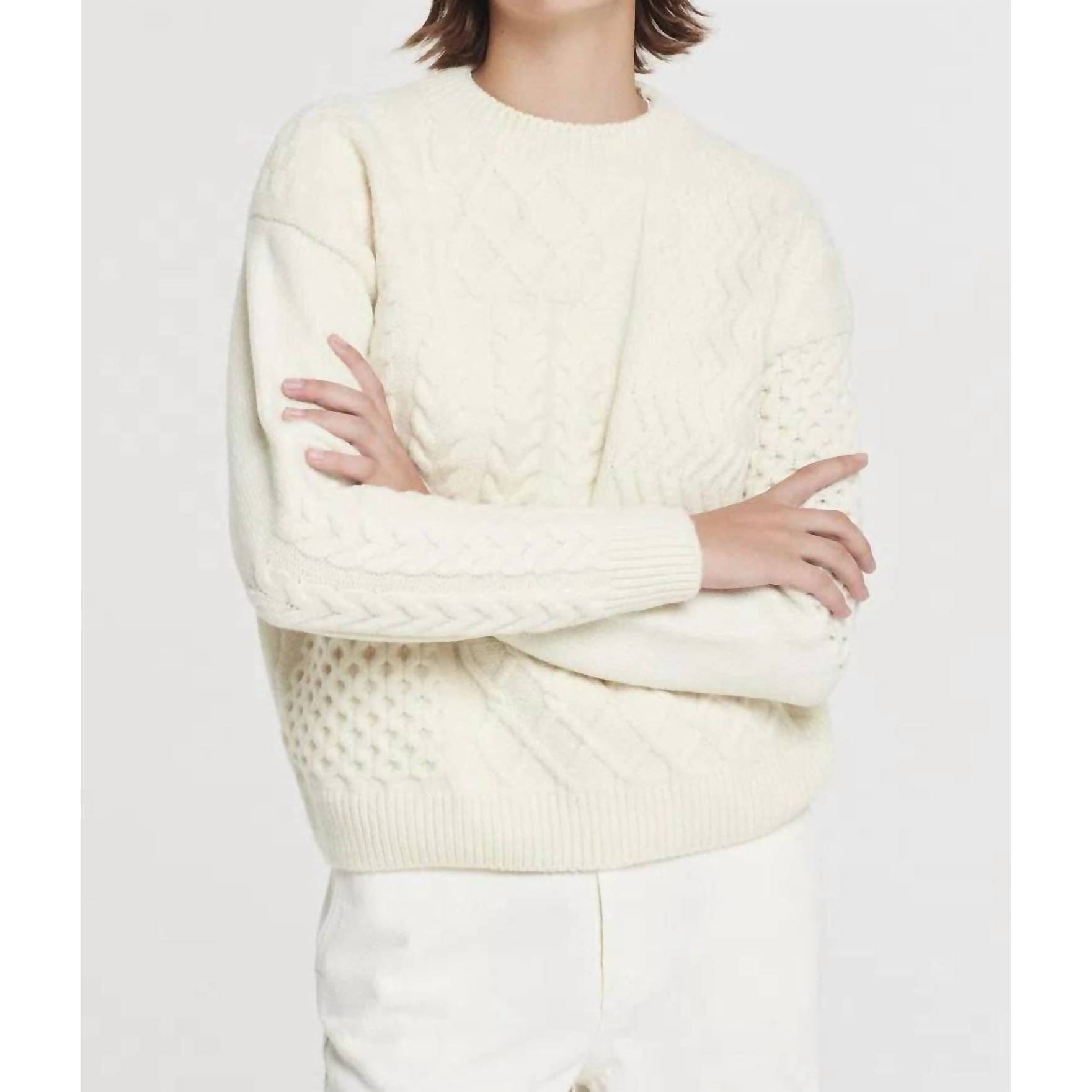 New Pomandre Crewneck With Patchwork Pattern In Butter